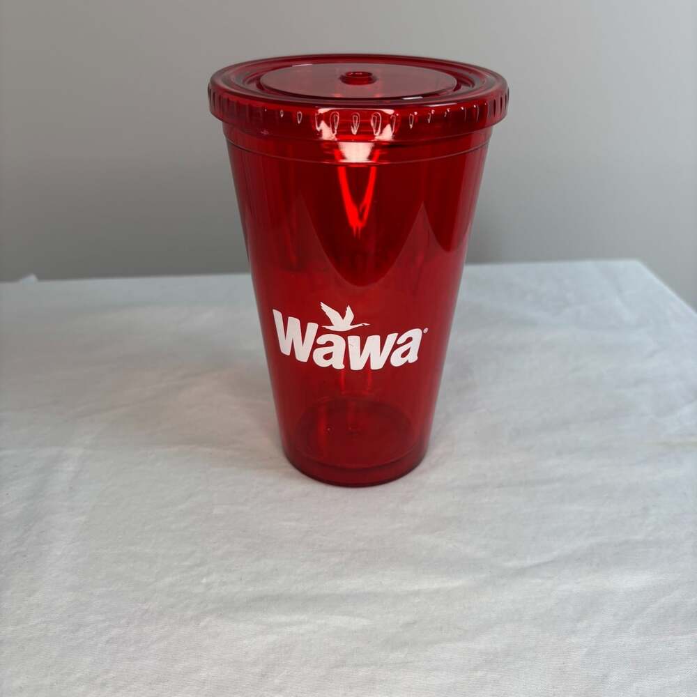 Wawa cup with screw on lid no straw red with white logo 6" x 3.75"